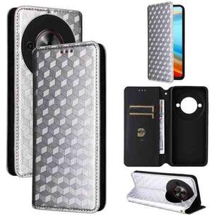 For ZTE Blade A75 5G / nubia Focus 5G Cubic Grid Texture Flip Leather Phone Case(Silver)