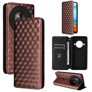 For ZTE Blade A75 5G / nubia Focus 5G Cubic Grid Texture Flip Leather Phone Case(Brown)
