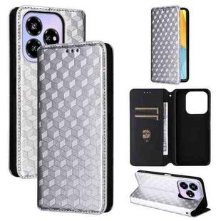 For ZTE Blade V60 Design Cubic Grid Texture Flip Leather Phone Case(Silver)