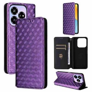For ZTE Blade V60 Design Cubic Grid Texture Flip Leather Phone Case(Purple)