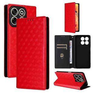 For ZTE Blade V70 4G / nubia V70 4G Cubic Grid Texture Flip Leather Phone Case(Red)