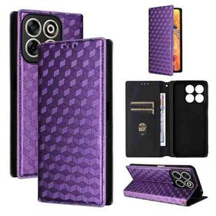 For ZTE Blade V70 4G / nubia V70 4G Cubic Grid Texture Flip Leather Phone Case(Purple)