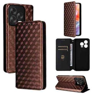 For ZTE Blade V70 Design 4G Cubic Grid Texture Flip Leather Phone Case(Brown)