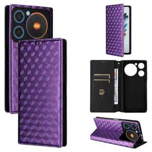 For ZTE nubia Music / Z2353 Cubic Grid Texture Flip Leather Phone Case(Purple)