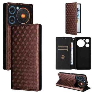 For ZTE nubia Music / Z2353 Cubic Grid Texture Flip Leather Phone Case(Brown)