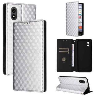 For ZTE Kantan Sumaho 4 / A402ZT Cubic Grid Texture Flip Leather Phone Case(Silver)