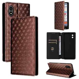 For ZTE Kantan Sumaho 4 / A402ZT Cubic Grid Texture Flip Leather Phone Case(Brown)