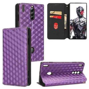For ZTE nubia RedMagic 8 Pro 5G / 8 Pro+ Cubic Grid Texture Flip Leather Phone Case(Purple)