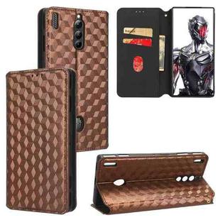 For ZTE nubia RedMagic 8 Pro 5G / 8 Pro+ Cubic Grid Texture Flip Leather Phone Case(Brown)