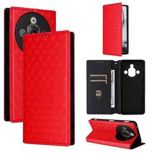 For ZTE nubia Focus Pro 5G Cubic Grid Texture Flip Leather Phone Case(Red)