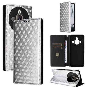 For ZTE nubia Focus Pro 5G Cubic Grid Texture Flip Leather Phone Case(Silver)