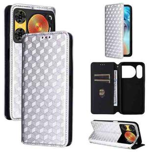 For ZTE nubia Music 2 Cubic Grid Texture Flip Leather Phone Case(Silver)