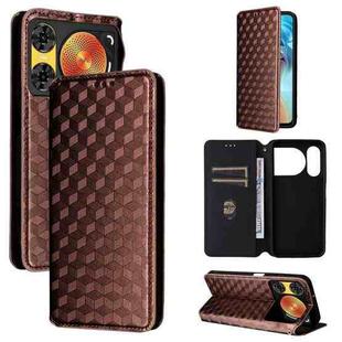 For ZTE nubia Music 2 Cubic Grid Texture Flip Leather Phone Case(Brown)