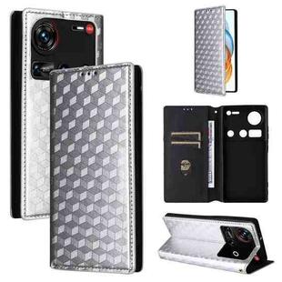 For ZTE nubia Z70 Ultra Cubic Grid Texture Flip Leather Phone Case(Silver)