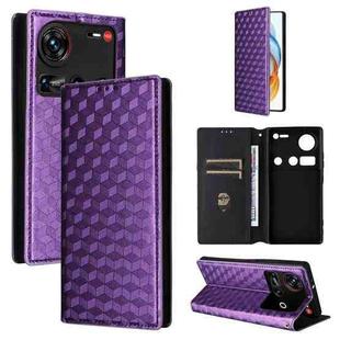 For ZTE nubia Z70 Ultra Cubic Grid Texture Flip Leather Phone Case(Purple)