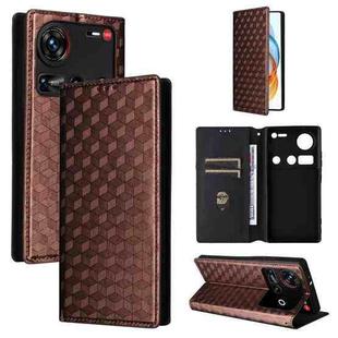 For ZTE nubia Z70 Ultra Cubic Grid Texture Flip Leather Phone Case(Brown)