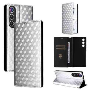 For ZTE nubia RedMagic 10 Air Cubic Grid Texture Flip Leather Phone Case(Silver)