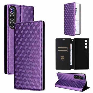 For ZTE nubia RedMagic 10 Air Cubic Grid Texture Flip Leather Phone Case(Purple)