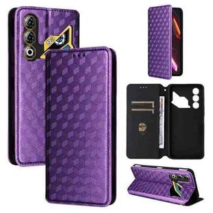 For ZTE nubia Neo 3 GT 5G Cubic Grid Texture Flip Leather Phone Case(Purple)