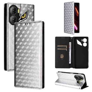For ZTE nubia Neo 3 5G Cubic Grid Texture Flip Leather Phone Case(Silver)