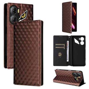 For ZTE nubia Neo 3 5G Cubic Grid Texture Flip Leather Phone Case(Brown)
