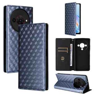 For ZTE Blade A76 5G Cubic Grid Texture Flip Leather Phone Case(Blue)