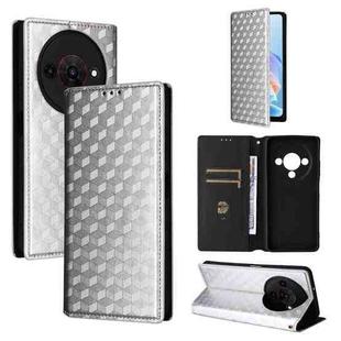 For ZTE Blade A76 5G Cubic Grid Texture Flip Leather Phone Case(Silver)