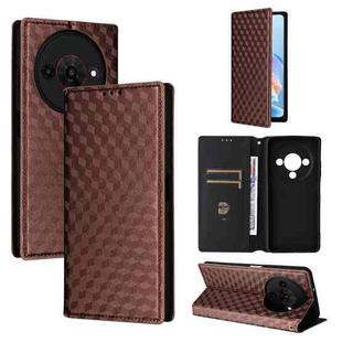For ZTE Blade A76 5G Cubic Grid Texture Flip Leather Phone Case(Brown)