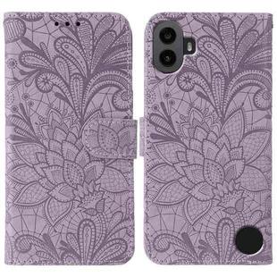 For Nothing CMF Phone 1 Lace Flower Embossing Flip Leather Phone Case(Purple)
