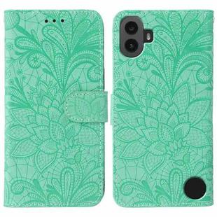 For Nothing CMF Phone 1 Lace Flower Embossing Flip Leather Phone Case(Green)