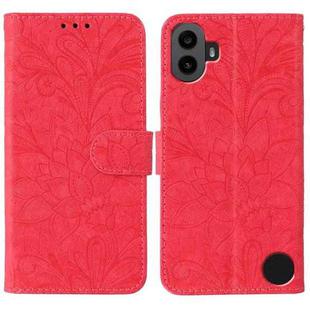 For Nothing CMF Phone 1 Lace Flower Embossing Flip Leather Phone Case(Red)
