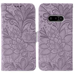 For Nothing Phone 3a Lace Flower Embossing Flip Leather Phone Case(Purple)