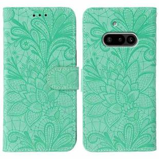 For Nothing Phone 3a Lace Flower Embossing Flip Leather Phone Case(Green)