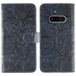For Nothing Phone 3a Lace Flower Embossing Flip Leather Phone Case(Dark Blue)