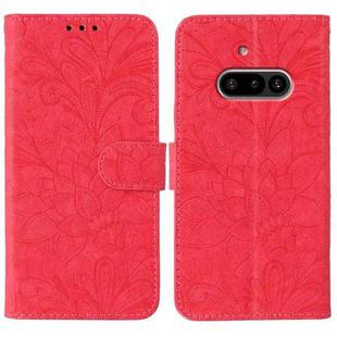 For Nothing Phone 3a Lace Flower Embossing Flip Leather Phone Case(Red)