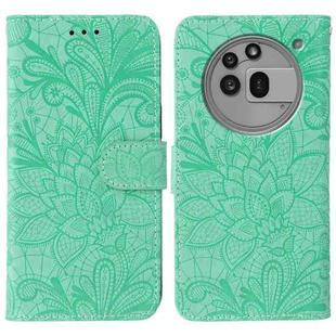For Nothing Phone 3a Pro Lace Flower Embossing Flip Leather Phone Case(Green)
