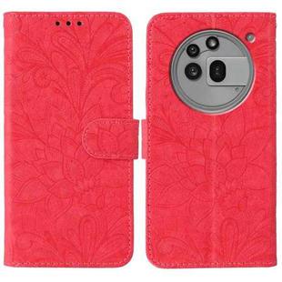 For Nothing Phone 3a Pro Lace Flower Embossing Flip Leather Phone Case(Red)
