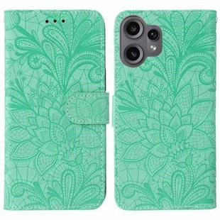 For Nothing CMF Phone 2 Pro Lace Flower Embossing Flip Leather Phone Case(Green)