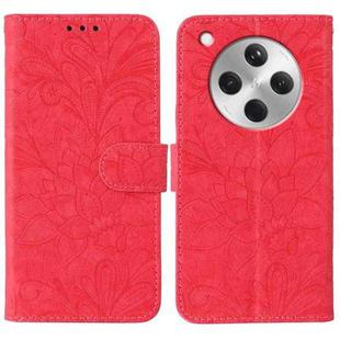 For OPPO Find X8 Lace Flower Embossing Flip Leather Phone Case(Red)