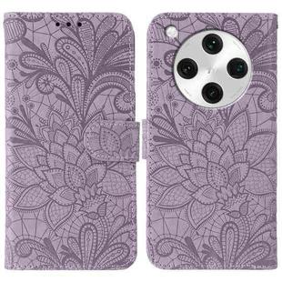 For OPPO Find X8 Pro Lace Flower Embossing Flip Leather Phone Case(Purple)