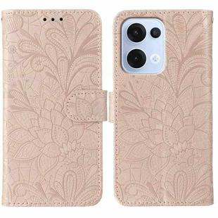 For OPPO Reno13 5G Global Lace Flower Embossing Flip Leather Phone Case(Rose Gold)