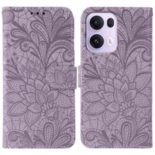 For OPPO Reno13 Pro 5G Global Lace Flower Embossing Flip Leather Phone Case(Purple)