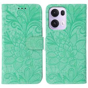 For OPPO Reno13 Pro 5G Global Lace Flower Embossing Flip Leather Phone Case(Green)