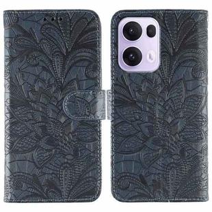 For OPPO Reno13 Pro 5G Global Lace Flower Embossing Flip Leather Phone Case(Dark Blue)