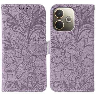 For OPPO A5 Pro 5G Global Lace Flower Embossing Flip Leather Phone Case(Purple)
