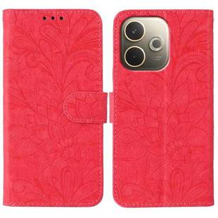 For OPPO A5 Pro 5G Global Lace Flower Embossing Flip Leather Phone Case(Red)
