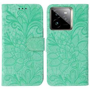 For Realme GT 7 Pro Lace Flower Embossing Flip Leather Phone Case(Green)