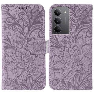 For Realme 14x Lace Flower Embossing Flip Leather Phone Case(Purple)