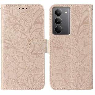 For Realme 14x Lace Flower Embossing Flip Leather Phone Case(Rose Gold)