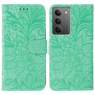 For Realme 14x Lace Flower Embossing Flip Leather Phone Case(Green)
